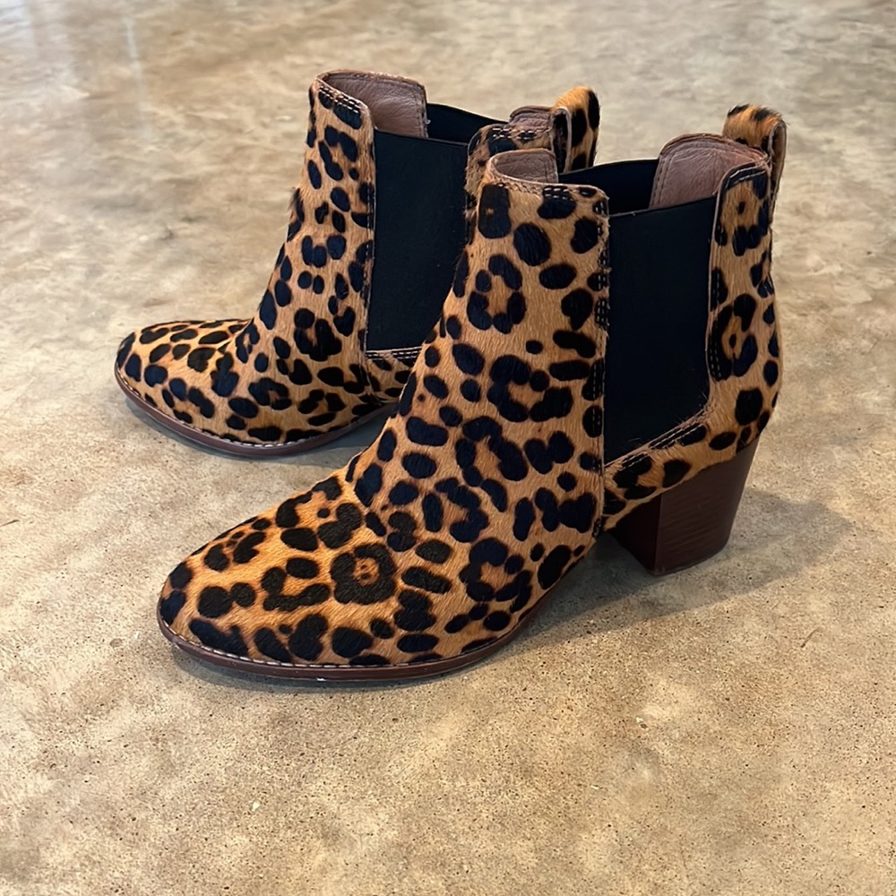 madewell 'regan' ankle boot - leopard calf hair - size 9.5